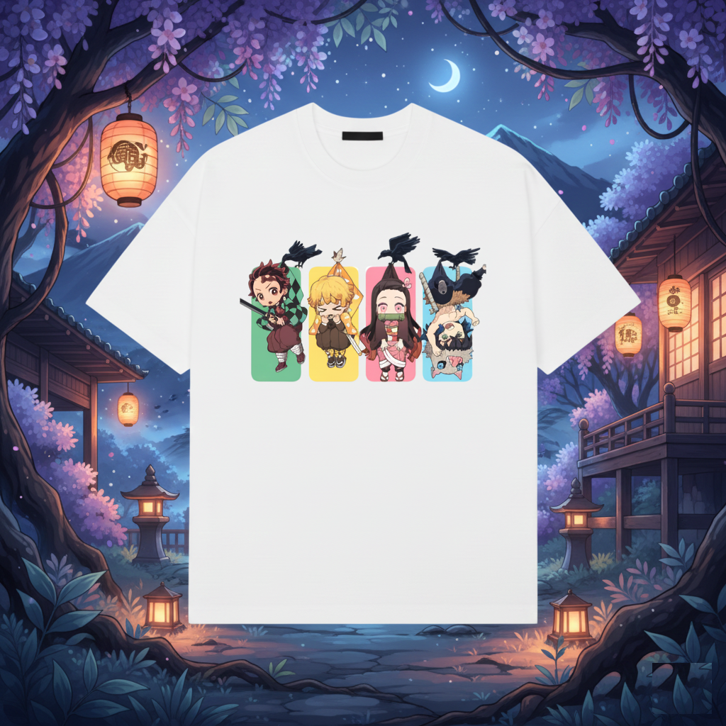 Demon Slayer Chibi White Oversized Tee