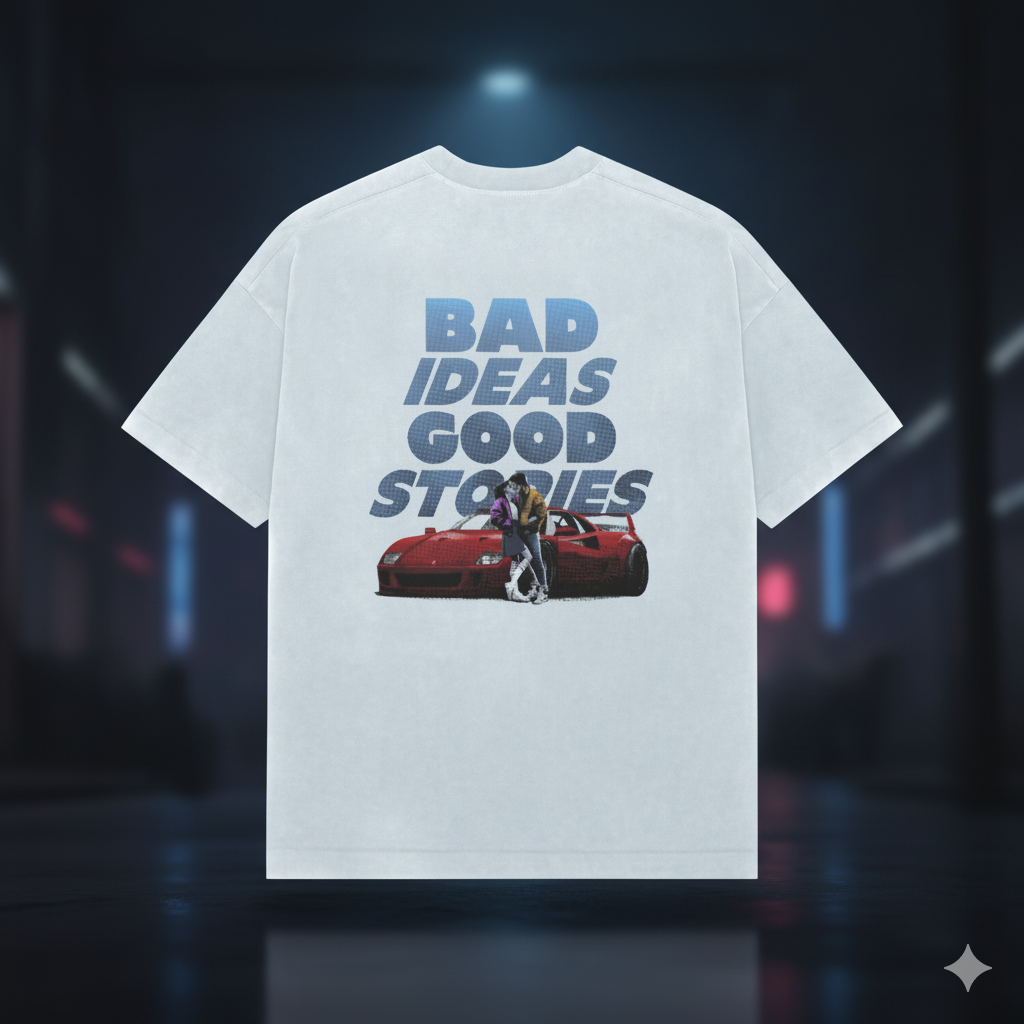 Bad Ideas White Premium Oversized Tee