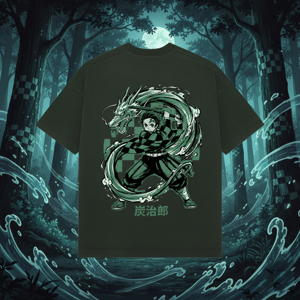 Tanjiro Bottle Green Oversized Tee