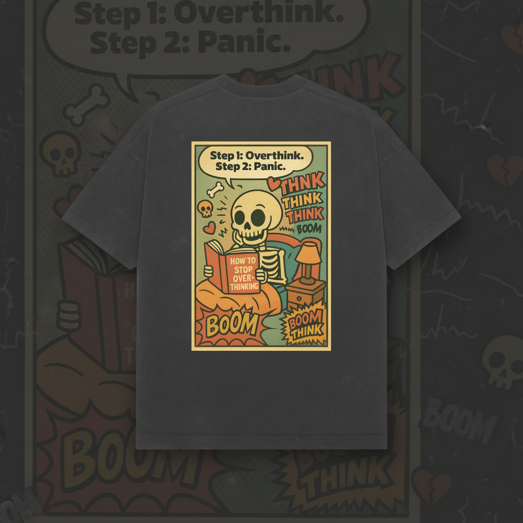 Overthinking Skull Premium Oversized Tee